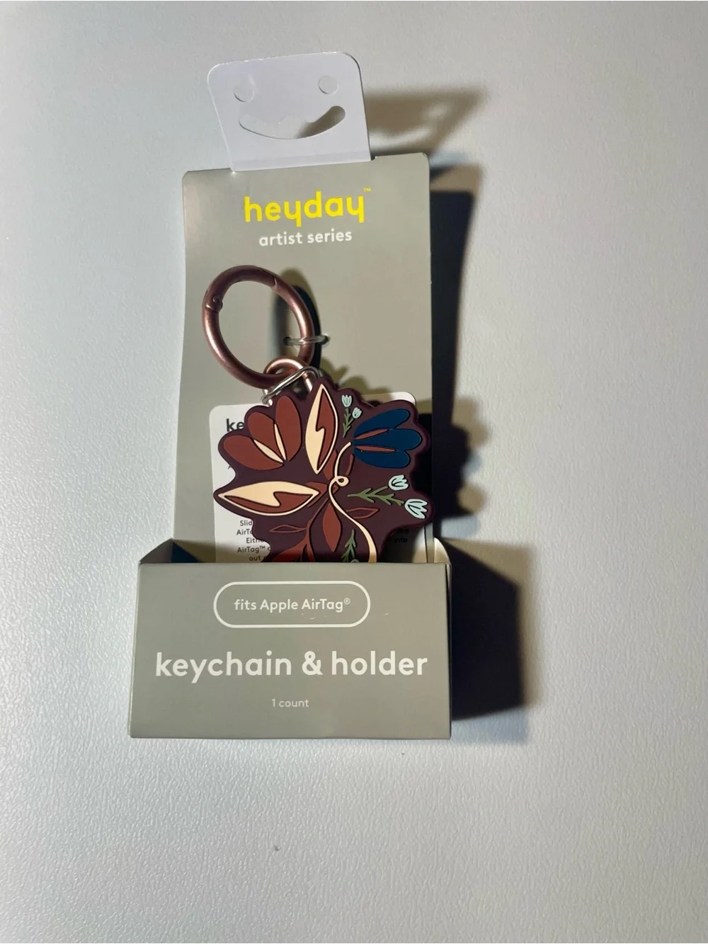 heyday Floral AirTag Keychain & Holder - Maroon Floral Design artist series NWT
